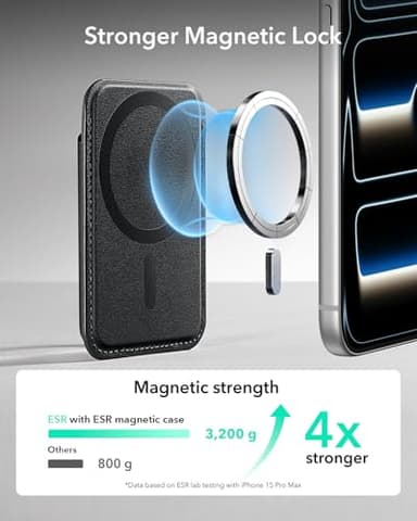 ESR for MagSafe Wallet, 5-Card Holder, Magnetic Wallet for iPhone, RFID Blocking, with 3,200 g Magnetic Strength, Vegan Leather, Slim for iPhone 17/16/15/14/13/12 Series, Not for 13/12 Mini, Black - Image 3