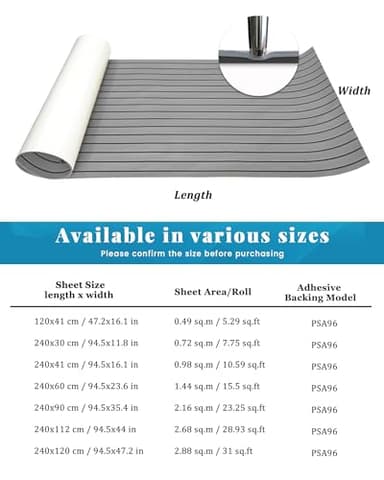 KXKZREN Boat Flooring EVA Foam Decking Sheet Faux Teak Marine Mat Marine Carpet Cooler Tops Non-Slip Self-Adhesive Flooring for Motorboat RV Yacht Kayak Swim Platform 94" x 47"/44"/35"/23"/16" - Image 7