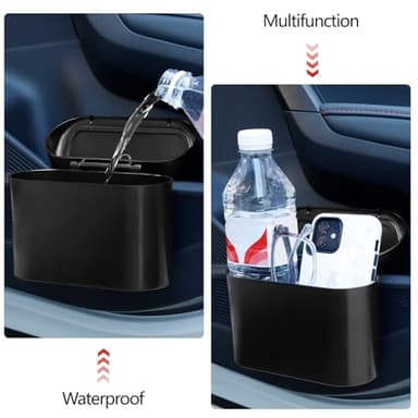NBTEPEM Car Trash Can with Lid - 2 Pack, Mini Auto Garbage Can with 60 Trash Bags, Leakproof Automotive Garbage Container Bin, Multipurpose Organizers and Storage for Car, Home, Office (Black) - Image 6