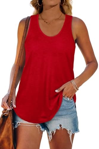 Racerback Tank Tops for Women Loose Fit Red Tank Top Dressy Casual S - Image 1