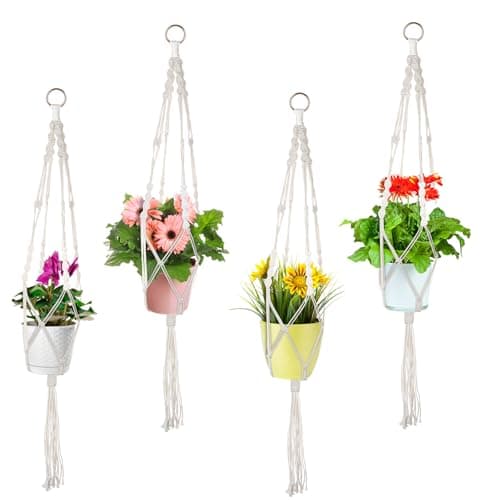 Kicovitifa Macrame Plant Hanger, 4 Pack Plant Hanger Indoor, Hanging Planters for Indoor Plants Pots, Handmade Macromay Hanging Planters Holder for Boho Home Décor (Style-3) - Image 1