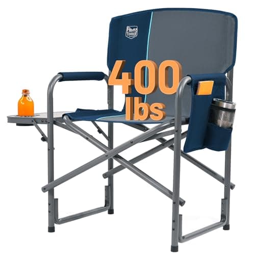 TIMBER RIDGE Aluminum Oversized Camping Chair, Lightweight Portable Directors Chair with Side Table Detachable Side Pocket for Outdoor Camping, Lawn, Picnic, Support 400lbs Blue - Image 1
