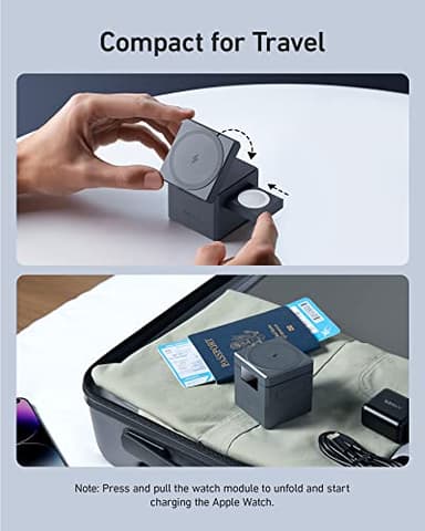 Anker MagSafe Charger Stand, iPhone 16 Wireless Charger, 3-in-1 Cube with MagSafe, 15W Foldable Fast Charging Stand, For iPhone 16/15/14/13, Apple Watch 1-8/Ultra, AirPods (30W USB-C Charger Included) - Image 4