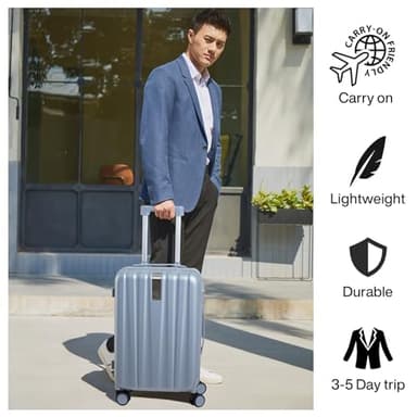 Hanke 20 Inch Carry On Luggage 22x14x9 Airline Approved Lightweight PC Hard Shell Suitcases with Wheels Travel Luggage Rolling Suitcase Travel Luggage Bag for Weekender(Gray) - Image 7
