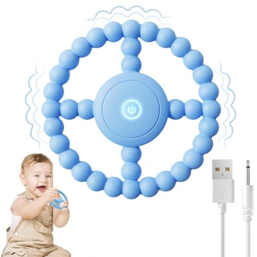 Vibrating Sensory Chew Toy, Teether Teething Toys for Babies6-12 8-18 Months, Sensory Toys for Kids with Autism&Toddler Travel Essential,1-2 Year Old Christmas Boys Girls Gifts idea(Blue) - Image 1
