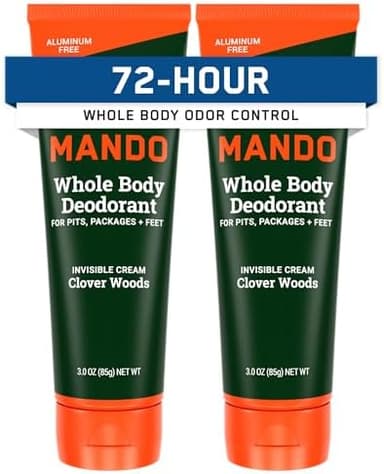 Mando Whole Body Deodorant For Men - Invisible Cream - 72 Hour Odor Control - Aluminum Free, Baking Soda Free, Skin Safe - 3 Ounce Tube (Pack of 2) - Clover Woods - Image 2