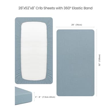 Konssy Muslin Crib Sheets for Boys, Soft Cotton Neutral Baby Sheets for Standard Crib Mattress 2 Pack, 52"x28" (Star,Blue) - Image 5