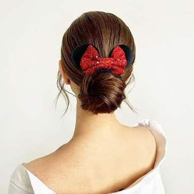 6 Pack Mouse Ears Scrunchies Velvet Sparkle Sequin Mouse Bows Hair Scrunchies Hair Ties Elastic Rubber Bands Ponytail Holders for Kids Women Girls Christmas Party Decoration - Image 3