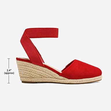 DREAM PAIRS Women's Elastic Ankle Strap Espadrilles Wedge Sandals,Size 7.5,Red,AMANDA-1 - Image 2