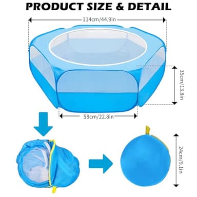 UWE Small Animal Playpen, Chicken Brooder Box with Cover Top, Portable Outdoor Exercise Pet Cage Tent, Waterproof Breathable Pet playpen Indoor for Chick Ktiien Bunny Hamster Guinea Pig, Blue - Image 3