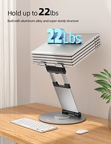 Nulaxy Telescopic 360 Rotating Laptop Stand for Desk Adjustable Height Swivel Pull Out Design Ergonomic Laptop Riser Fits All 10-17" Laptops Computer MacBook, Silver - Image 5