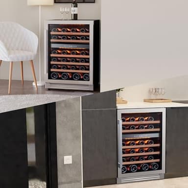 Ca'Lefort Wine Fridge & Cooler - 24 Inch 46 Bottle Wine Cooler Refrigerator, 40-65°F Dual Zone Wine Refrigerator Glass Door, 3 LED Built-in or Freestanding Fridge for Home/Bar/Kitchen (5.65 cu.ft) - Image 7