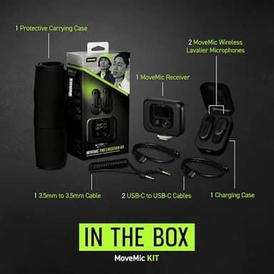 Shure MoveMic Two Kit - Pro Wireless Lavalier Microphones with Camera Receiver for DSLRs, iPhone, Android, Mac & PC, 2 Bluetooth Mini Mics, 24 Hours Charge, IPX4, Portable Clip Lavs (MV-Two-KIT-Z7) - Image 3