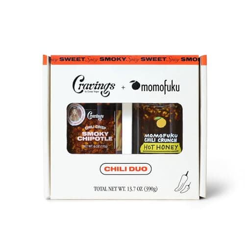 Cravings by Chrissy Teigen Chili Sauce Duo, Smoky Chipotle Chilli Crisp and Momofuku Hot Honey Chili Crunch, 13.7 oz (2 Pack) - Image 1