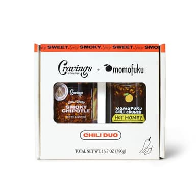 Cravings by Chrissy Teigen Chili Sauce Duo, Smoky Chipotle Chilli Crisp and Momofuku Hot Honey Chili Crunch, 13.7 oz (2 Pack) - Image 1