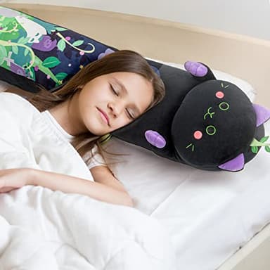 Mewaii Long Cat Plush 5 Sizes, 120% Extra Filling Giant Plushness Kids Body Pillow, Kawaii Cute Black Cat Stuffed Animals Plushies, Big Long Body Pillow Black Cat Plush Gift for Girls 53” - Image 6