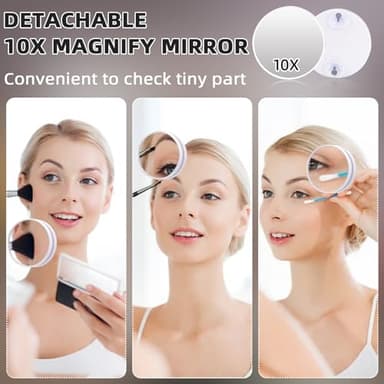 MISAVANITY Vanity Mirror with Lights Tempered Galss Hollywood Vanity Makeup Mirror with 15 LED Bulbs 22.8"x 18.1" USB Charge Port and Dimmable 3 Color Lighting for Tabletop Wall-Mounted, White - Image 6