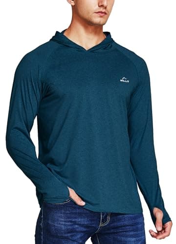 Willit Men's Sun Shirts UPF 50+ Rash Guard Long Sleeve Sun Protection Hoodie SPF UV Fishing Lightweight Athletic Running Heather Navy XXXL - Image 3
