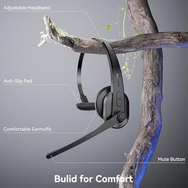 LEVN Wireless Headset with Mic for Work, Bluetooth 5.3 Headset with Microphone (AI Noise Cancelling), Wireless Headphones with Mic & Mute Button for Work from Home/PC/Call Center/Computer/Laptop/Teams - Image 6