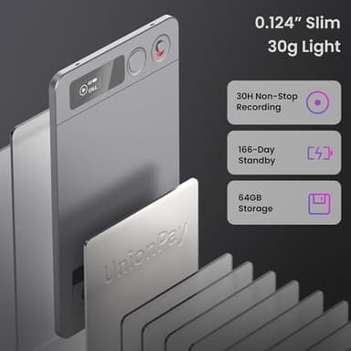 AI Voice Recorder, Note Voice Recorder - Transcribe & Summarize, AI Noise Cancellation Technology, Supports 152 Languages, 64GB Memory APP Control Audio Recorder for Lectures, Meetings, Calls, Gray - Image 6