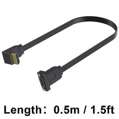 Poyiccot Flat HDMI Extension Cable 1.5ft, Up Angle 90 Degree HDMI Male to Female Cable, 18Gbps Panel Mount Extender with Screws Support Ethernet 4K@60Hz 3D 2160p for UHD TV, PlayStation PS4 PS3 - Image 7