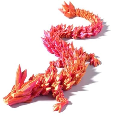 3pcs 12in 3D Printed Crystal Dragon,3D Printed Flexible Articulated Dragon,Home Office Decor Executive Desk Toys, Fidget Toys for Autism/ADHD (Rainbow Red Gold Green) - Image 3