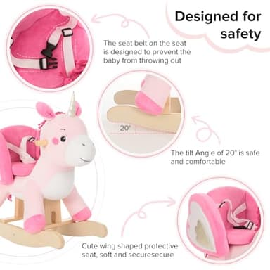 labebe - Baby Rocking Horse, Ride Unicorn, Kid Ride On Toy for 6 Month-3 Year Old, Infant (Boy Girl) Plush Animal Rocker, Toddler/Child Stuffed Ride Toy (Pink) - Image 7