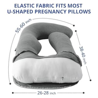 Sasttie Cooling Pregnancy Pillow Cover, 57-inch U Shaped Pregnancy Pillow Case, Fits 55 to 57 Inch Maternity Pillow, Grey (No Pillow Insert) - Image 4