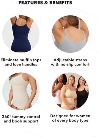 SHAPERMINT Womens Tops - Scoop Neck Cami Body Shaper for Women, Shapewear Tummy Control, Camisole Tank Tops for Women - Image 5