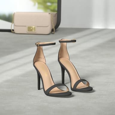 DREAM PAIRS Women's High Heels Flower Ankle Strap Stilettos Round Open Toe Dressy Sexy Sandals,Size 8.5,Black/Nubuck,KARRIE - Image 2
