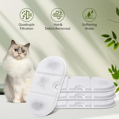 16 Packs Replacement Filters Compatible with Capsule Cat Water Fountain PLWF002, 16 Replacement Carbon Filters & 16 Sponges for 71fl oz/2.1L Ultra Quiet Pet Water Dispenser - Image 6