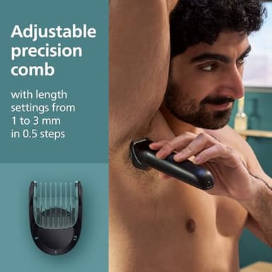 Philips Norelco Body Groomer 5000 Series, Intimate Hair Trimmer & Shaver for Men with Dual 100% Showerproof Full Body Shave & Trim Heads and Two Bi-Directional Body Hair Combs, BG5495/50 - Image 6