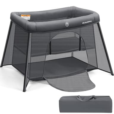 EELEMARA 5 in 1 Pack n Play,Baby Bedside Bassinet Sleeper with 4 Adjustable Height,1-Step Opening Foldable Nursery-Center Baby Playpen,Ziper Door/Baby Crib,Travel Carry Bag - Image 1