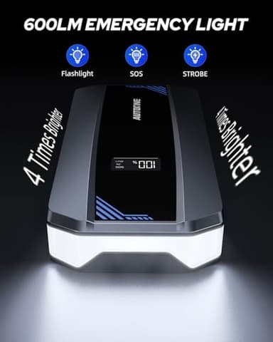 AUTOONE Car Jump Starter 5800A Battery Booster, Portable Battery Pack for All Gas 10L Diesel, 12V Jump Box with Smart Jumper Cable for Car Battery, Vehicle Lithium Starter, LCD Display, w/LED Light - Image 7