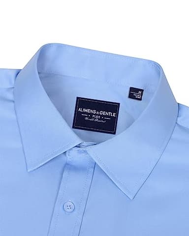 Alimens & Gentle Men's Dress Shirts Long Sleeve Wrinkle-Free Stretch Shirts Solid Formal Button Down Shirt with Pocket - Image 3