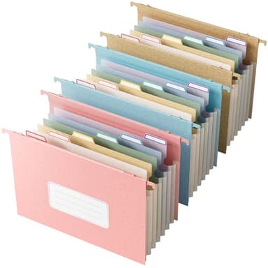 EcoStash Wheat Straw Expanding Hanging File Folders, 3 Color File Organizer, 1.2" Accordion Pockets, Large Capacity, Letter Size for Filing Cabinet, 100% BPA Free, Return to Nature, Healthy Living - Image 1