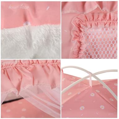 SEIMMIE Cat Princess Bed Tent House - Kitty Cute Tent Indoor,Small Dog House Indoor/Outdoor Cave Nest Bed Small Dog Tent for Cat,Puppy Tent (15.7"x15.7"x14.5"/Pink) - Image 7