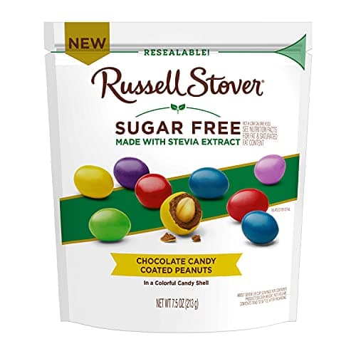 Russell Stover Sugar Free Chocolate Candy Coated Peanut Gems, 7.5 Ounce Bag (Pack of 5) - Image 1
