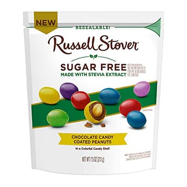 Russell Stover Sugar Free Chocolate Candy Coated Peanut Gems, 7.5 Ounce Bag (Pack of 5) - Image 1