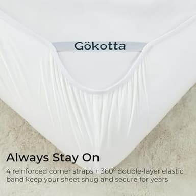 GOKOTTA Queen Sheet Set 4 Pcs,100% Rayon Derived from Bamboo Sheets,Cooling Sheets Queen for Hot Sleepers,16 Inch Deep Pocket Queen Size Bed Sheets with Elastic Corner Straps,Silky Soft -Bright White - Image 5