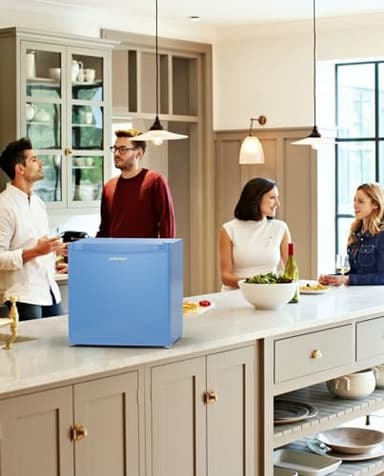 Upstreman 1.7 Cu.ft Mini Fridge with Freezer, Dorm Essentials, Adjustable Thermostat, Energy Saving, Low Noise, Single Door Compact Refrigerator for Dorm, Office, Bedroom, Blue-FR17 - Image 2