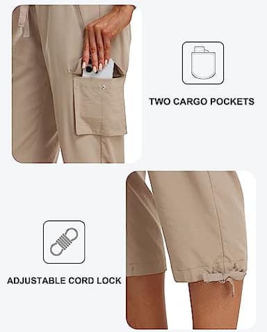 MoFiz Womens Capris with Pockets Loose Fit Casual Capri Pants Lightweight Ladies Cargo Pants for Hiking Khaki 2XL - Image 4