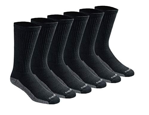 Dickies Men's Dri-tech Original Moisture Control Crew Socks Multipack, Black (6 Pairs), Shoe Size: 6-12, Pack of 6 - Image 1