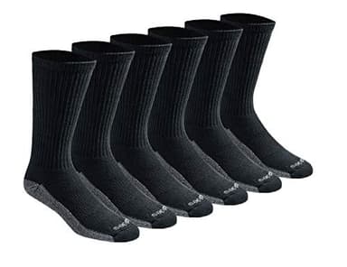 Dickies Men's Dri-tech Original Moisture Control Crew Socks Multipack, Black (6 Pairs), Shoe Size: 6-12, Pack of 6 - Image 1