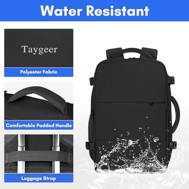 Taygeer Travel Laptop Backpack for Men Women, Airplane Approved Travel Backpack Suitcase with Usb Charging Port, Lightweight College 35l Luggage Bag 15.6inch Laptop Mochila Gifts for Business,Black - Image 8
