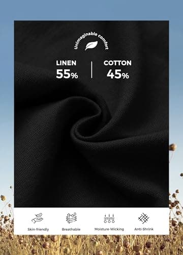 Willit Women Linen Pants Wide Leg Casual Palazzo Pants Cotton Linen Lounge Beach Summer Pants with Pockets 33" Black S - Image 4