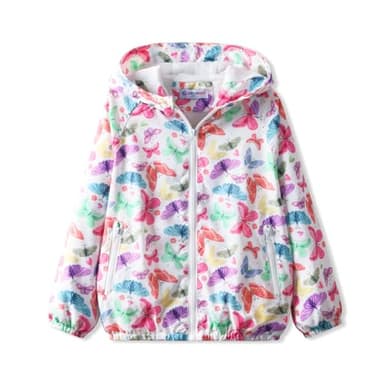 Baby Girls' Water-resistant Butterfly Printed Jacket Lightweight and Breathable Fall Windbreaker - Image 1