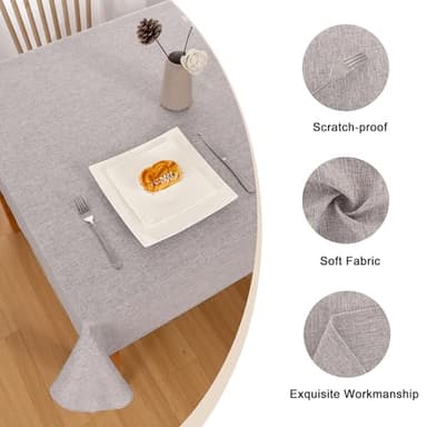 Hiasan Faux Linen Rectangle Tablecloth - Wrinkle and Stain Resistant Washable Table Cloth for Kitchen Dining Room Holiday Table Cover for Party Dinner, Stone, 60 x 120 Inch - Image 5