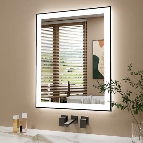 ISTRIPMF 24x30 Inch LED Bathroom Mirror with Black Frame, Backlit and Front Lighted Bathroom Mirrors for Wall, Anti-Fog, Dimmable, Memory, Shatterproof, LED Vanity Mirror for Bathroom - Image 1