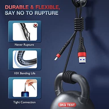 OIITH Apple MFi Certified iPhone Charger Cable 3 Pack 6 Ft, Long Lightning Charging Cord, Fast 2.4A iPhone USB Cord Compatible with iPhone12/11/XS/Max/XR/X/8/8P/7P/6 - Image 4